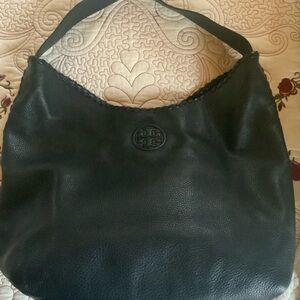 TORY BURCH MARION BLACK LEATHER HOBO